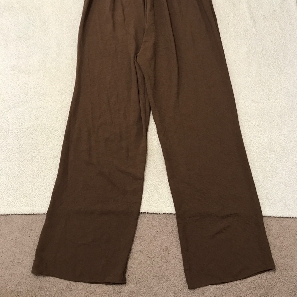 Fashion Nova Wide Leg Jumpsuit Short Sleeve Chocolate Brown Size 1X - Picture 15 of 16